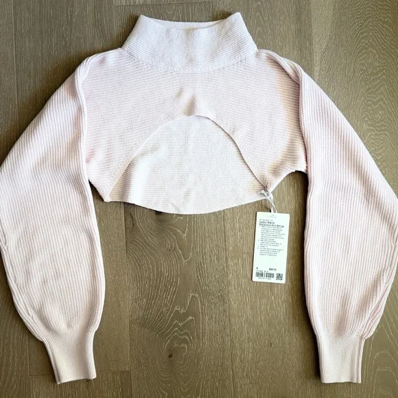 Lululemon Cotton-Blend Mockneck Knit Shrug Pink Size S NWT - Picture 4 of 7